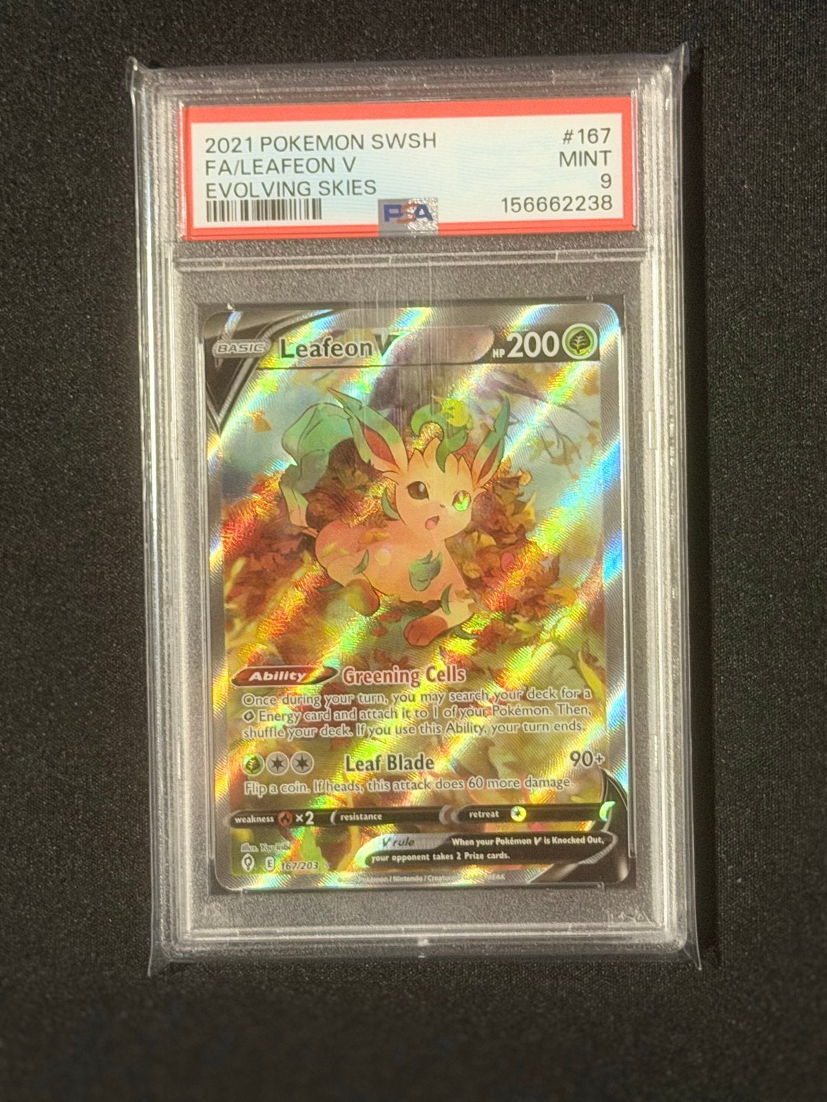 Leafeon V #167 PSA 9 | Evolving Skies