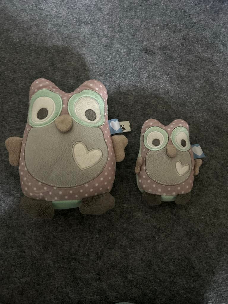 Set van 2 schattige uil knuffels - Zo goed als nieuw, Overige merken, Overige karakters, Overige typen, Ophalen of Verzenden