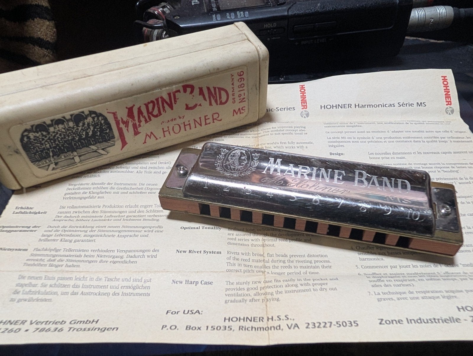 Hohner Marine Band Mondharmonica met originele doos, Gebruikt, Overige typen, Ophalen of Verzenden, Met koffer of doosje