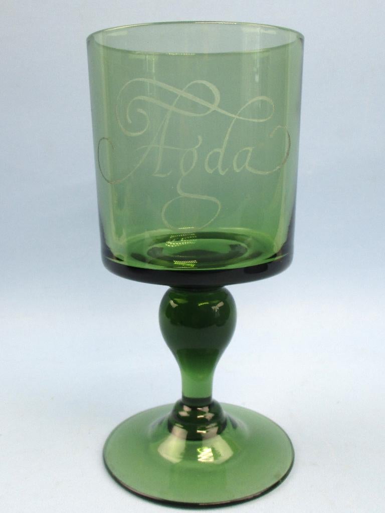 Groen glas Hugo Gehlin (1889 - 1953 ) gesigneerd 1937, Antiek en Kunst, Antiek | Glas en Kristal, Ophalen of Verzenden