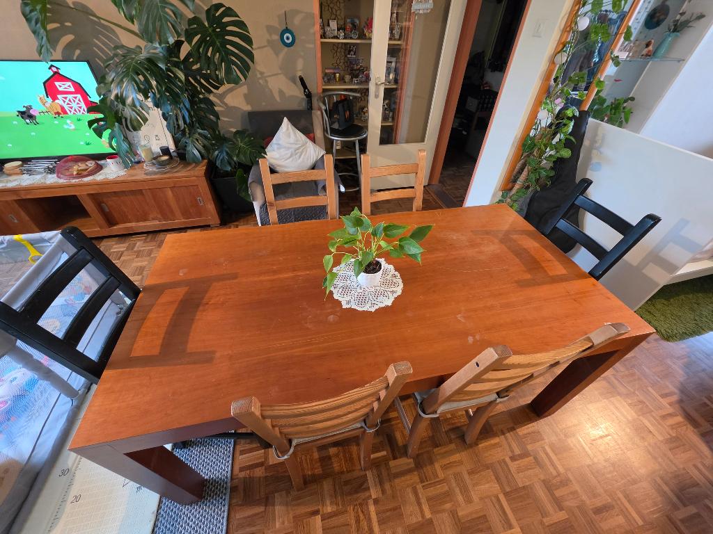 Dining table + 6 chair, Huis en Inrichting, Tafels | Eettafels, Ophalen, Gebruikt, 200 cm of meer, 50 tot 100 cm