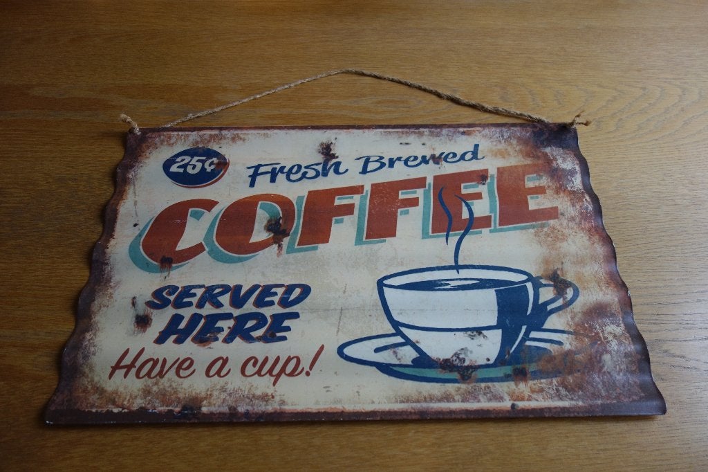 Metalen reclamebord brood coffee, Verzamelen, Ophalen of Verzenden, Zo goed als nieuw, Reclamebord