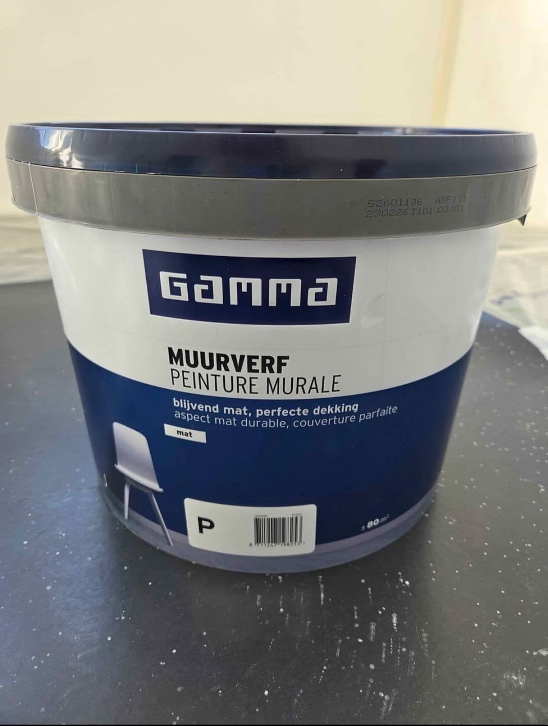 Grijze matte muurverf Moonmist 30 liter Gamma eigen merk, Nieuw, Ophalen of Verzenden, Verf, 20 liter of meer