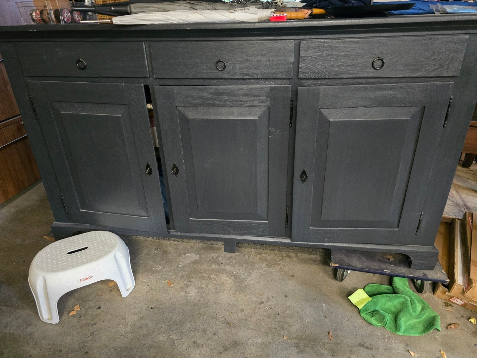 grijs dressoir eikenhout, Ophalen, Eikenhout, Zo goed als nieuw, 200 cm of meer