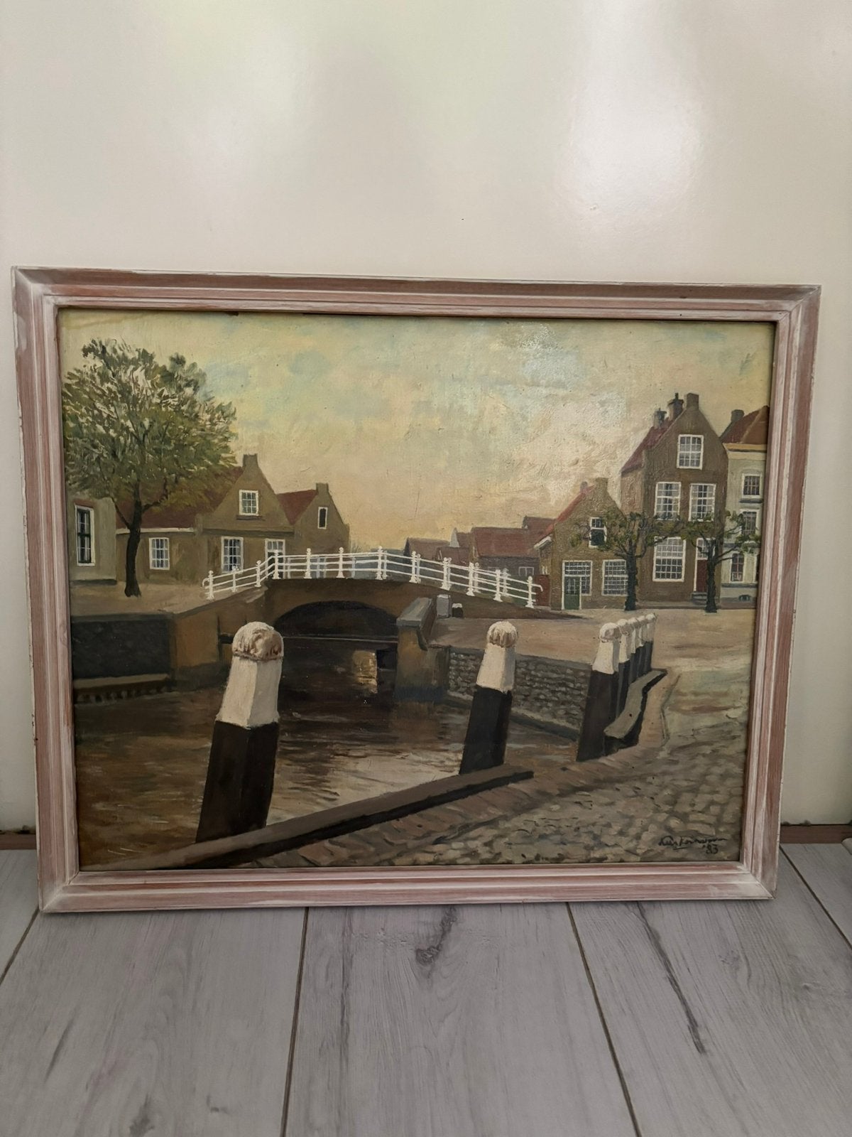 Olieverfschilderij - oud Hollands - Stadsgezicht, Ophalen of Verzenden