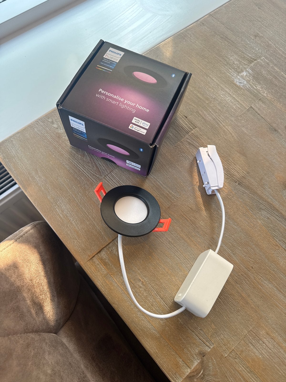 2x Philips Hue inbouwspot zwart Ø90mm | White and Color, Ophalen, Meerkleurig, Nieuw, Philips Hue