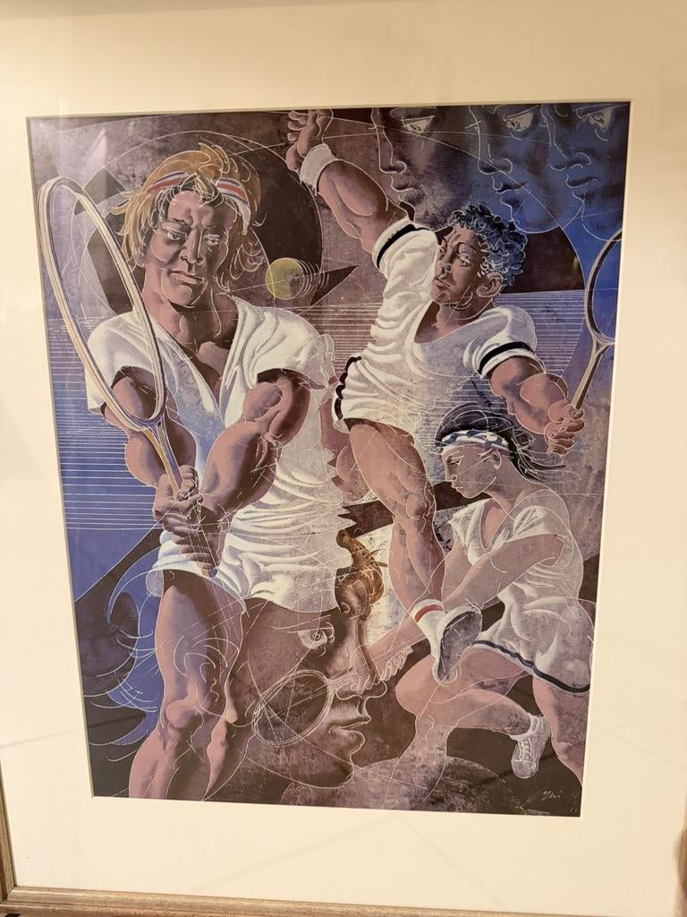 Lithografie Tennis, Ophalen of Verzenden