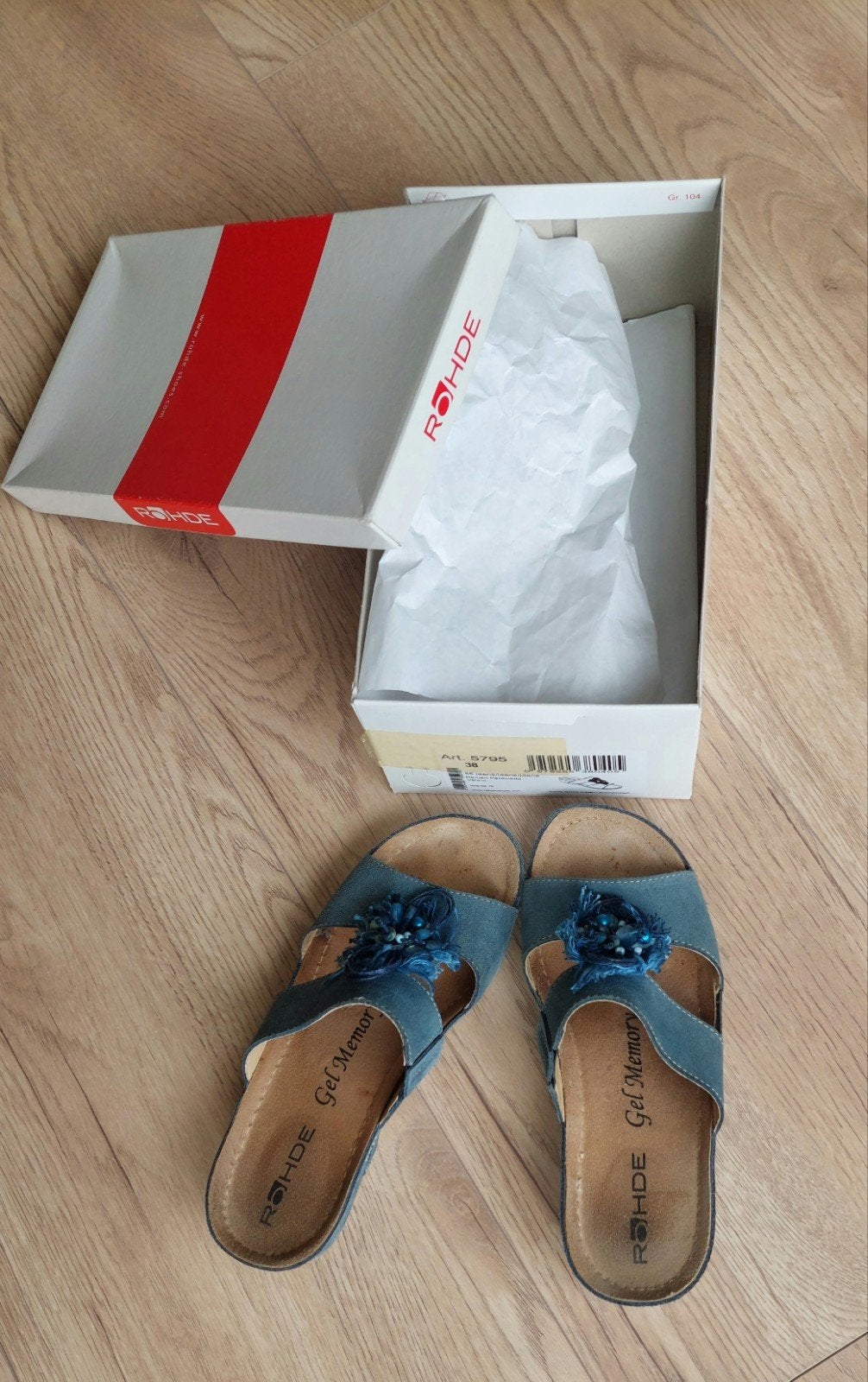 Rhode Gel Memory leren slippers, in originele doos., Slippers, Blauw, Rohde, Ophalen of Verzenden