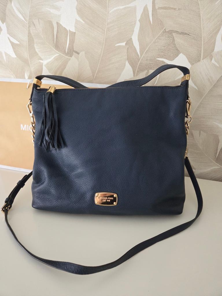 MICHAEL KORS SCHOUDERTAS...van soepel vallend blauw leer!, Minder dan 30 cm, Ophalen of Verzenden, Zo goed als nieuw, Leer