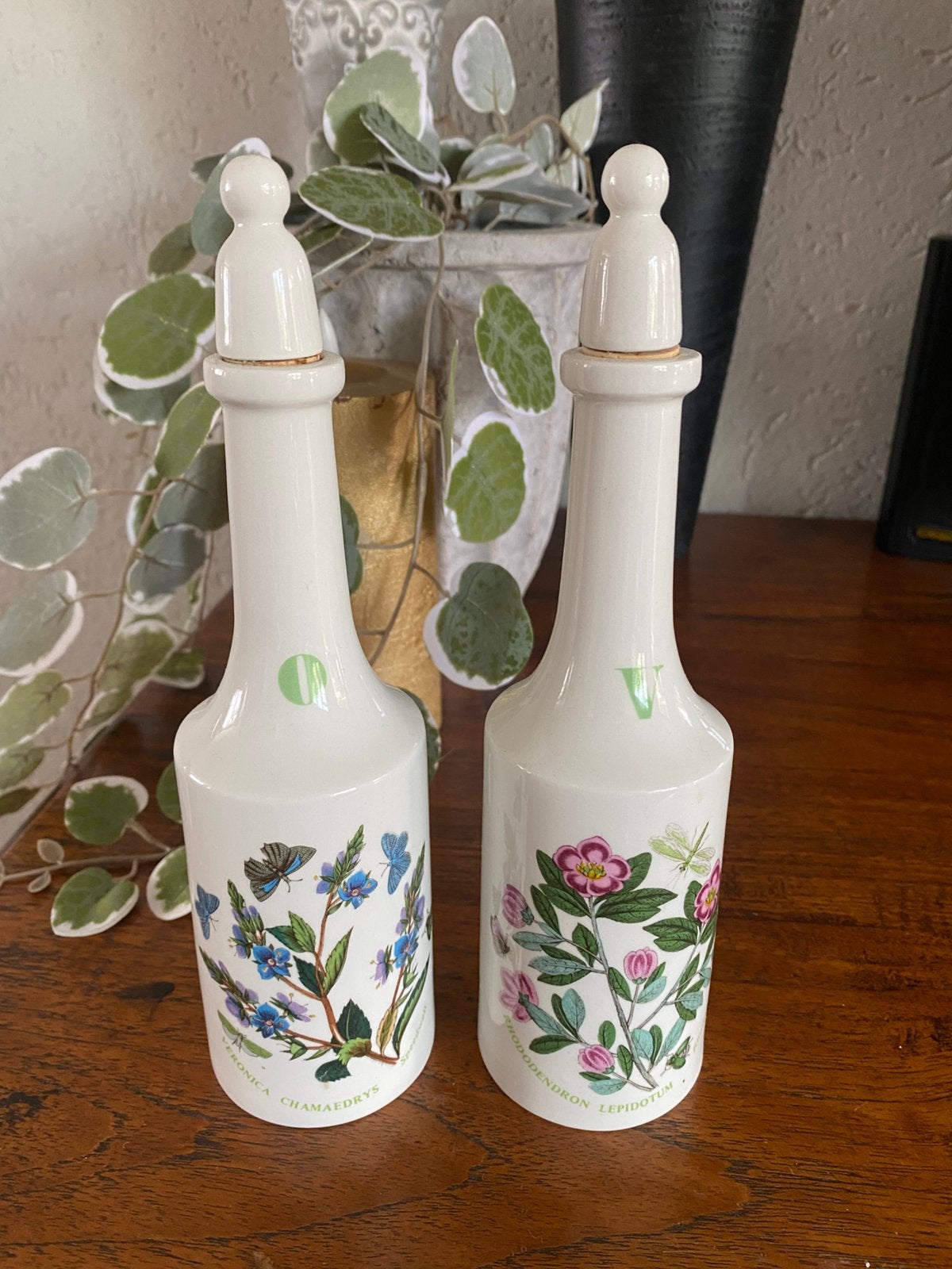 Portmeirion uit de Botanic Garden 2 x fles olie en azijn, Antiek en Kunst, Antiek | Servies los, Ophalen of Verzenden