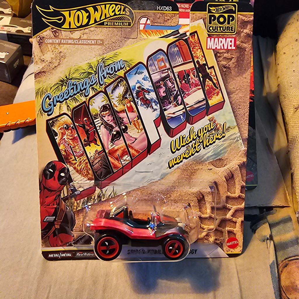Hot Wheels Premium Marvel Pop Culture Spider-Mobil Deadpool, Consumerservices.europe@mattel.com, Nieuw, Ophalen of Verzenden, Mattel