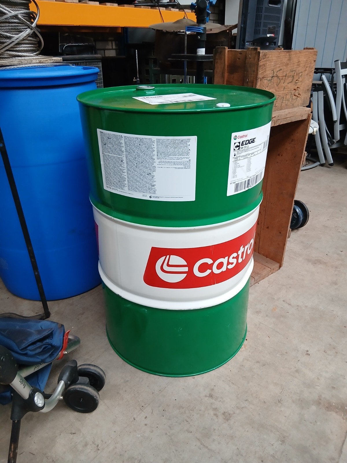 lege oliedrum olievat Castrol, Ophalen