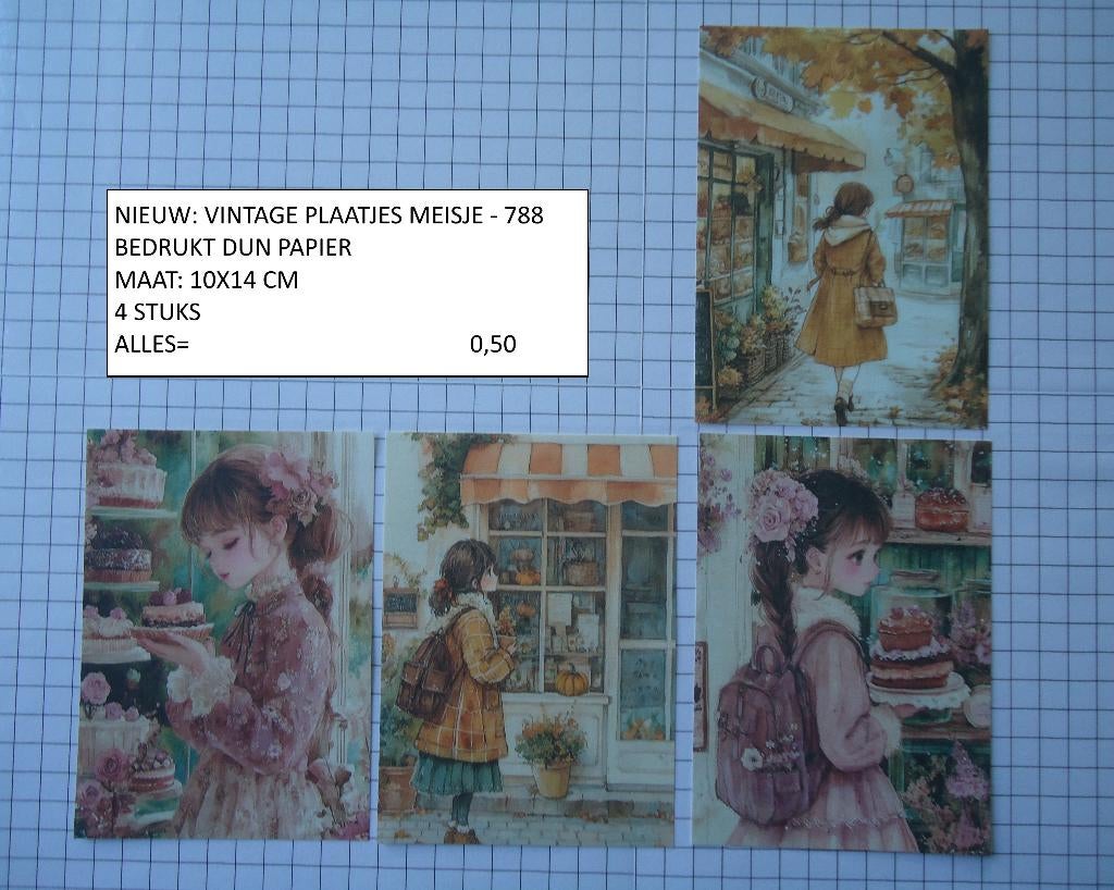 vintage plaatjes meisje 788 ( alleen verzenden, Ophalen, Nieuw, Kind, Knipvel
