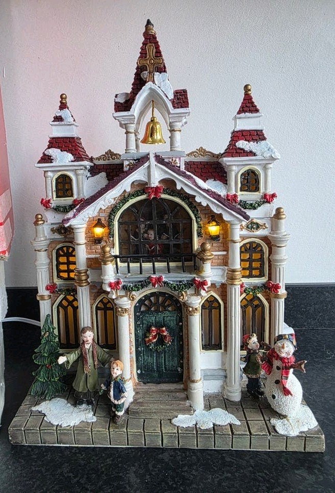Zeldzaam Façade jaren 90 kersthuisje kerk vintage retro, Ophalen, Gebruikt