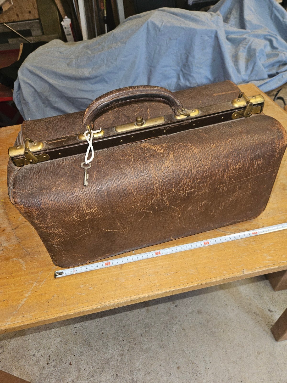 Antieke dokterskoffer, reistas, Gebruikt, Verzenden, Slot, Minder dan 35 cm