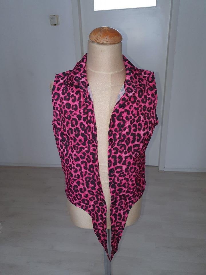 Roze Luipaardprint Vestje voor Kinderen maat 146, Meisje, Trui of Vest, Ophalen of Verzenden, Zo goed als nieuw