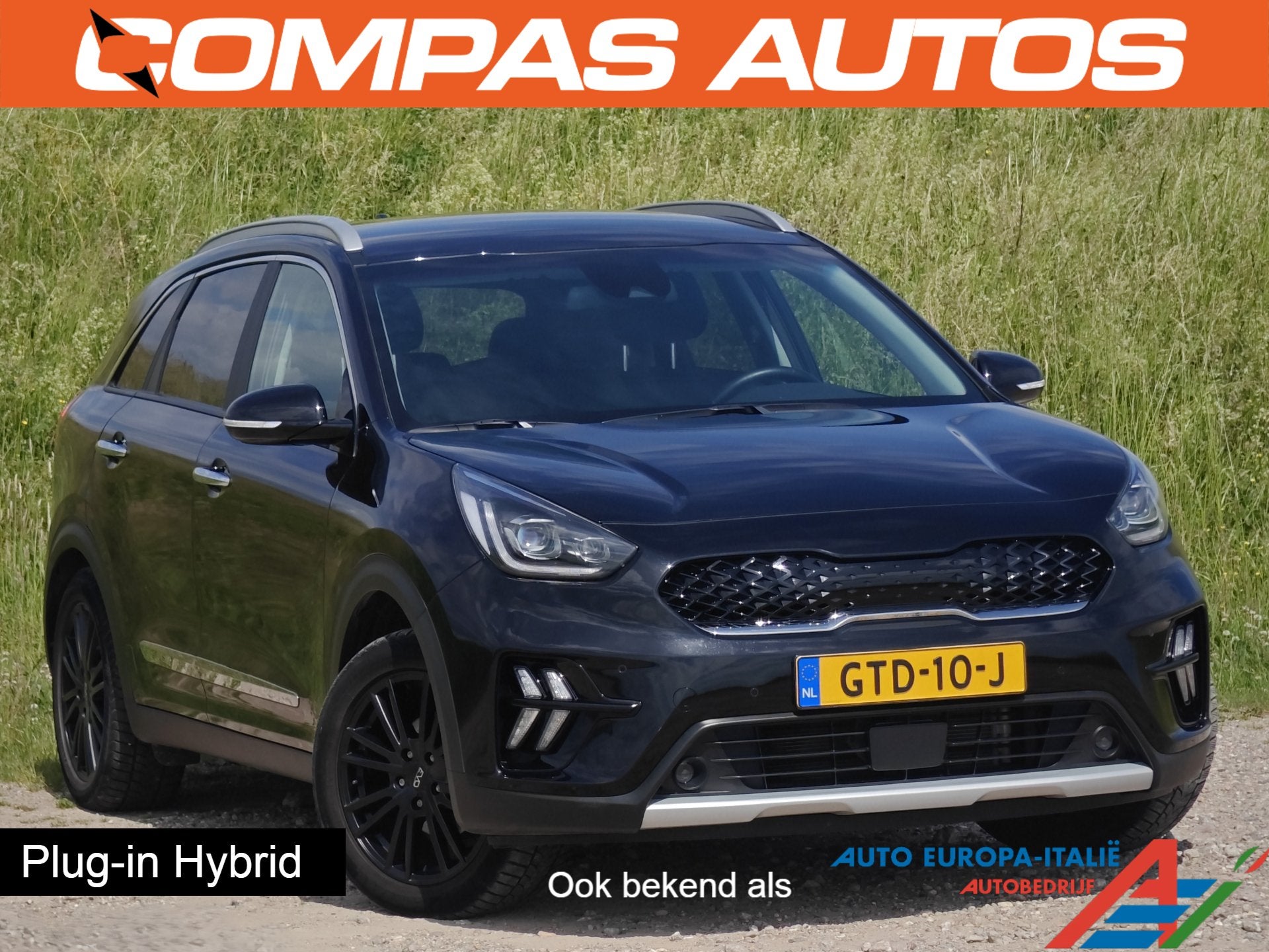 Kia Niro 1.6 GDi PHEV DynamicLine (bj 2022, automaat), Gebruikt, Zwart, Leder en Stof, Zwart
