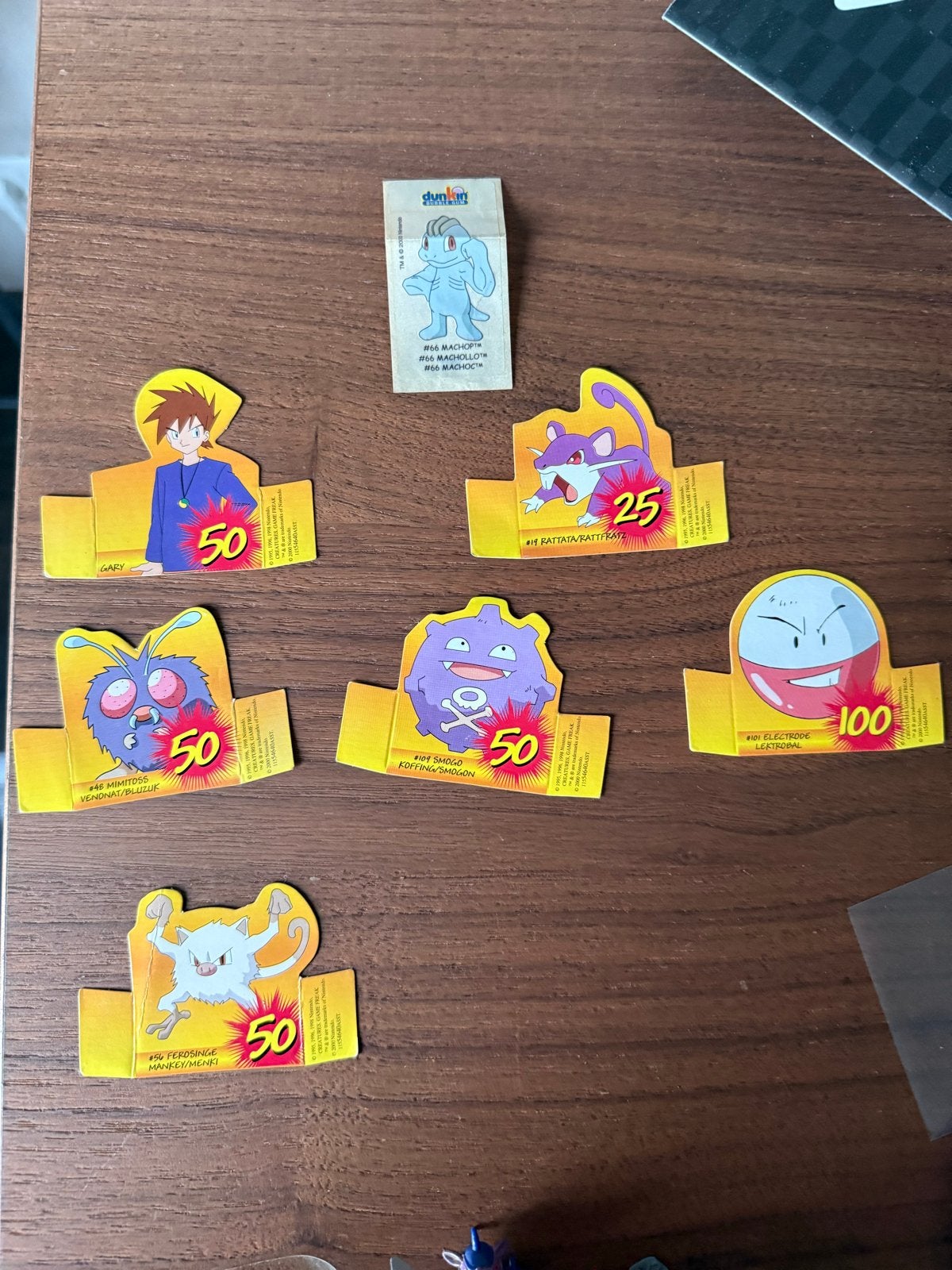 Vintage Pokémon Dunkin Bubble Gum Sticker en verzamel, Ophalen of Verzenden, Gebruikt, Meerdere kaarten