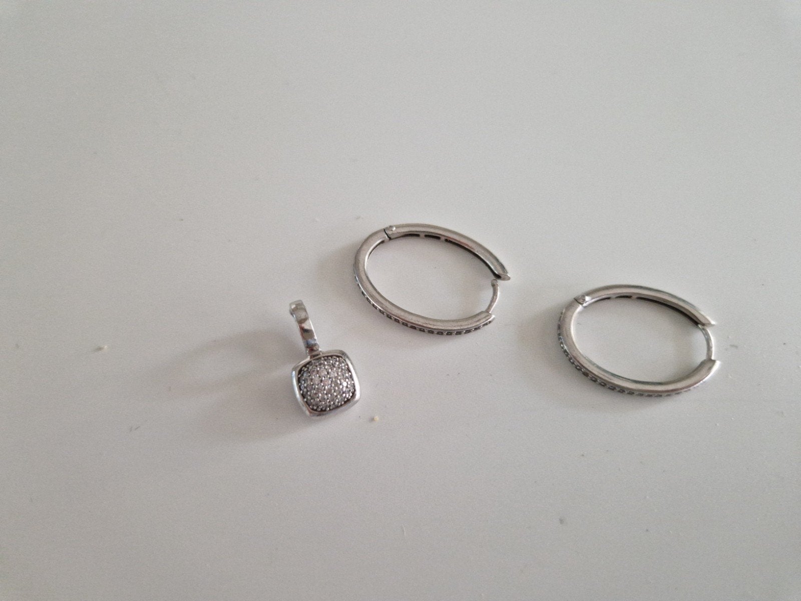 Ti Sento Hanger en Oorbellen Set - Zilver met Kristal, Met kristal, Hangers, Ophalen of Verzenden, Zo goed als nieuw