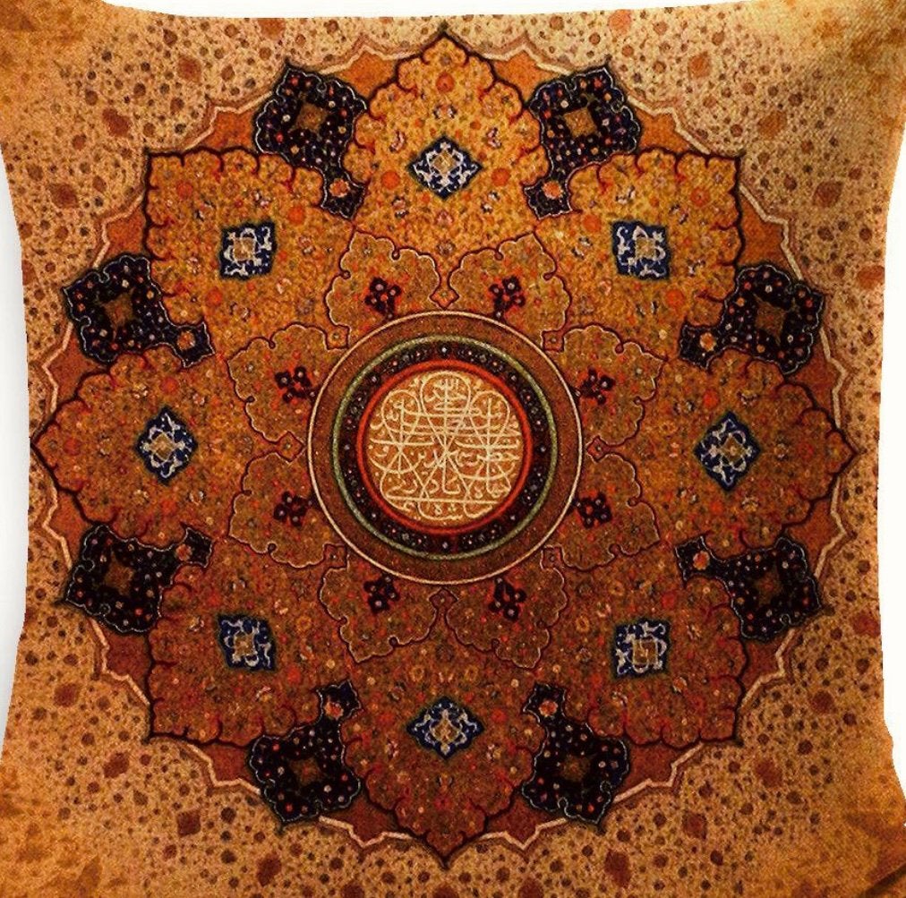 Geweven kussenhoes  medaillon/boheems 45x45cm nieuwstaat., Ophalen of Verzenden, Zo goed als nieuw, Vierkant