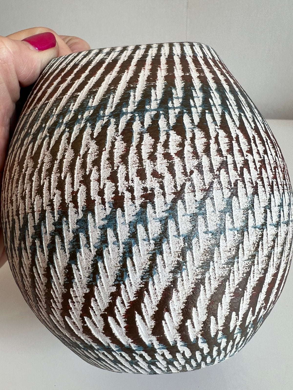Vintage Dümler & Breiden Sgrafitto Bolvaas Turquoise  60’s, Ophalen of Verzenden