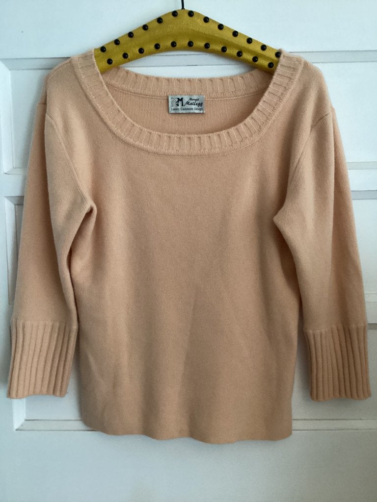 38/40 zalm roze 100% cashmere wollen trui driekwart mouw, Ophalen of Verzenden, Zo goed als nieuw, Maat 38/40 (M), Roze