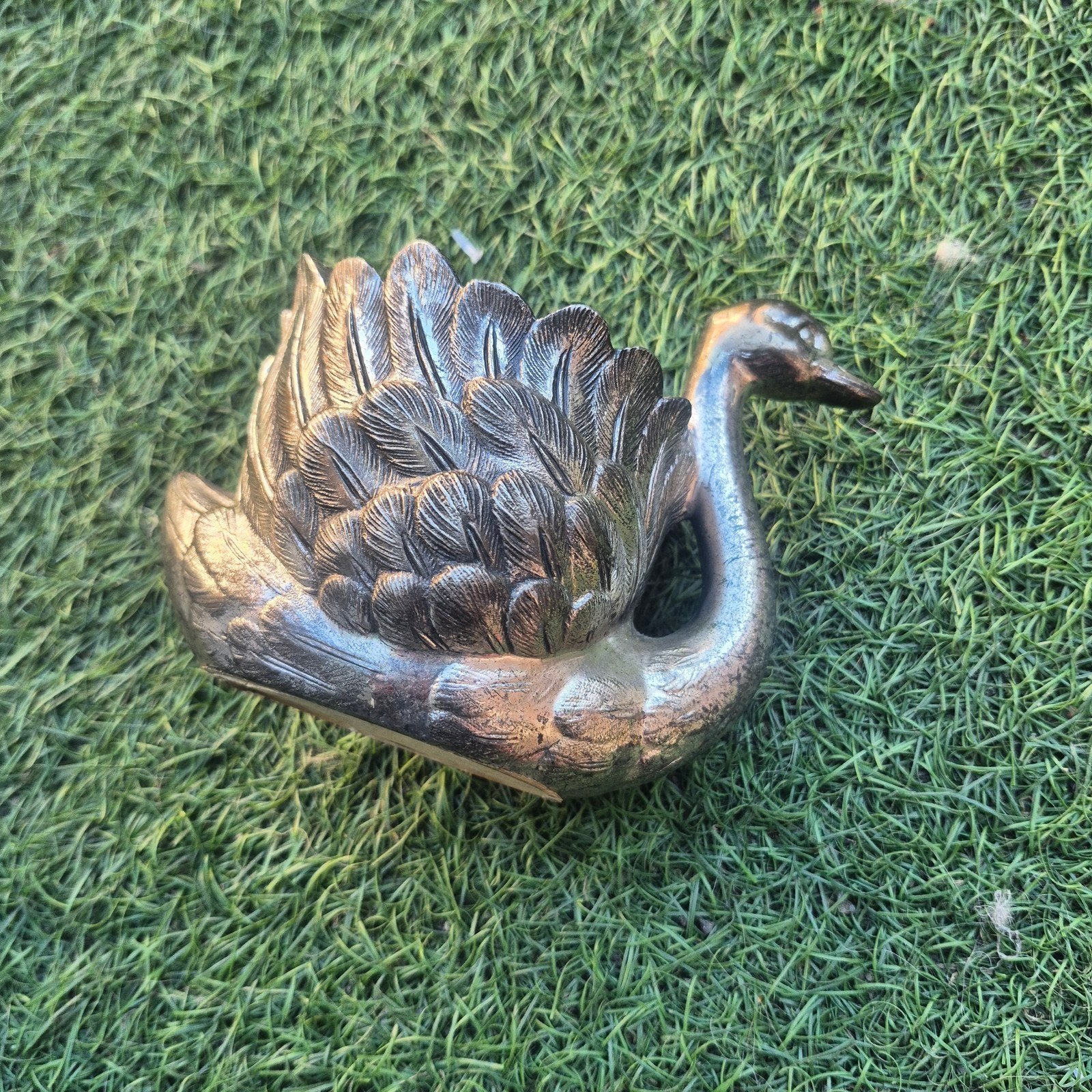 Vintage Zwaan Decoratie/Potje - Metaal, Ophalen of Verzenden