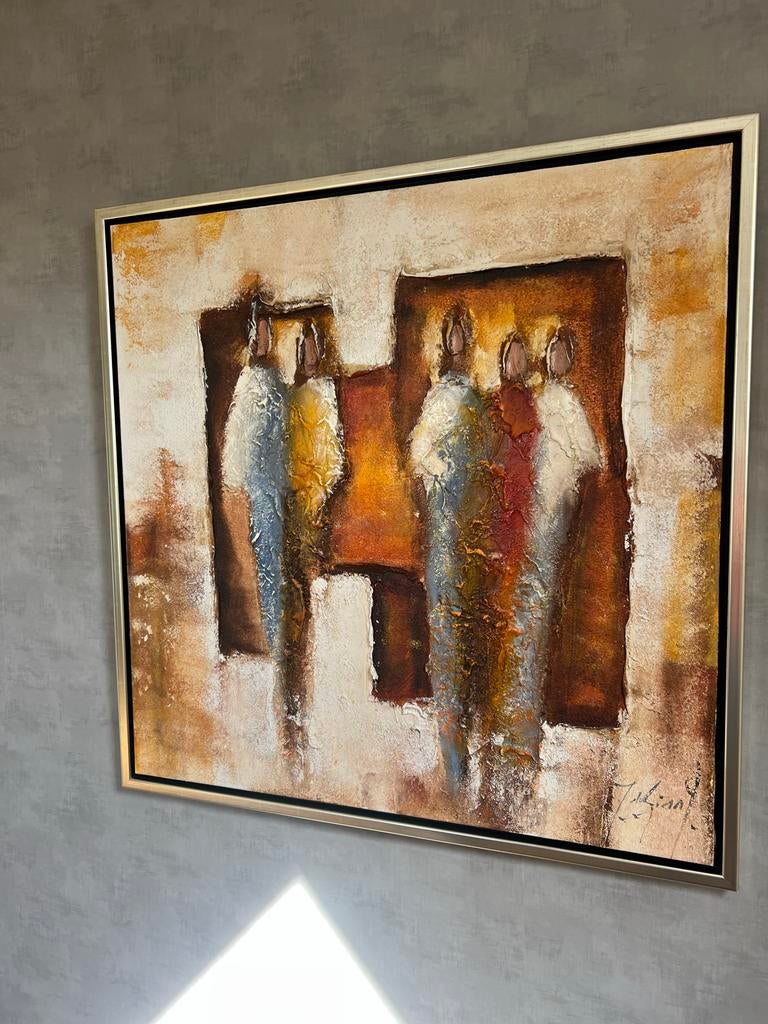 Abstract Schilderij Jochem de Graaf - 100x100 cm, Antiek en Kunst, Kunst | Schilderijen | Modern, Ophalen of Verzenden
