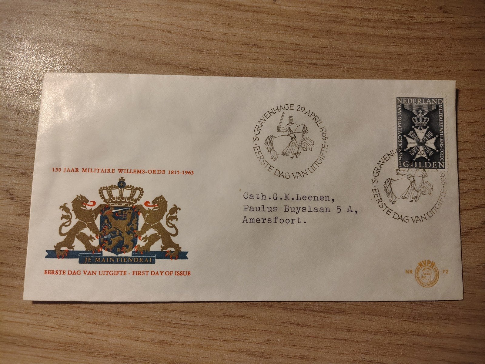 Nederland FDC E72 150 jaar Militaire Willemsorde. 1965, Ophalen of Verzenden, Landmacht, Nederland