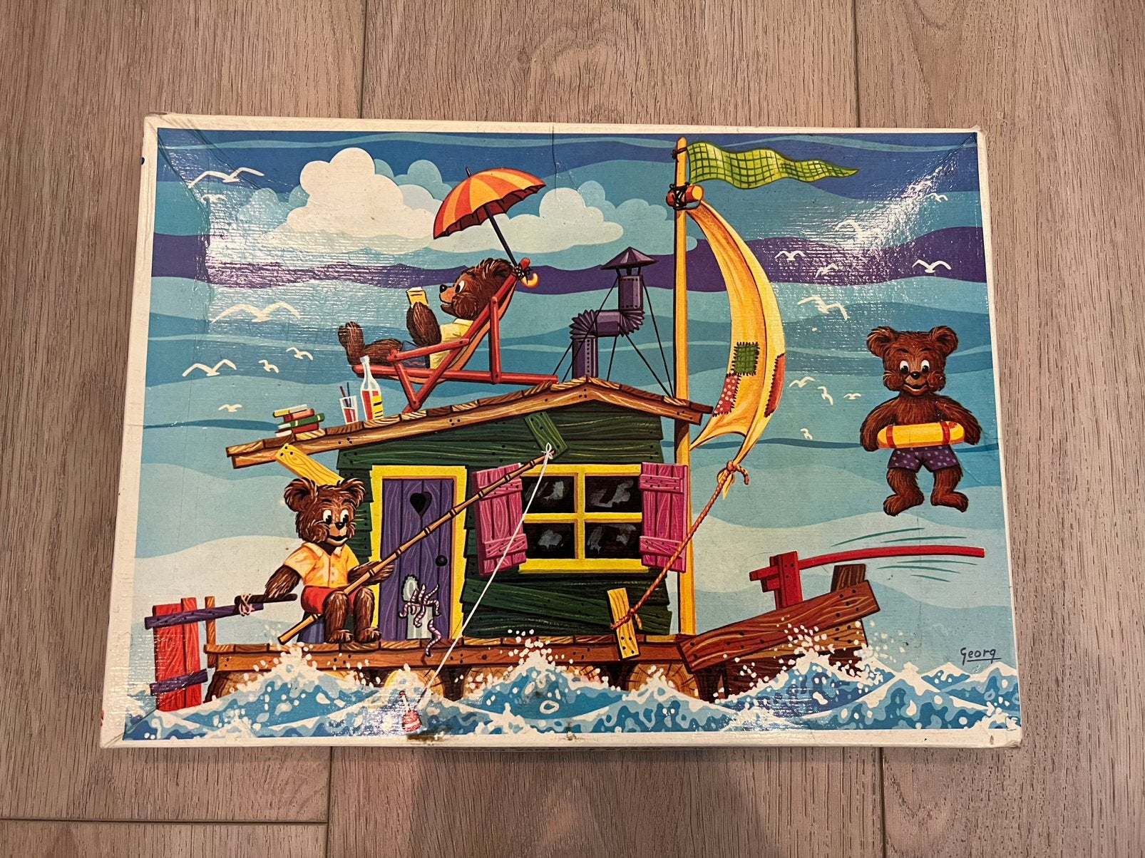 Vintage legpuzzel "De Vrolijke Beertjes" – jaren '70, Ophalen of Verzenden, Minder dan 500 stukjes, Gebruikt, Legpuzzel