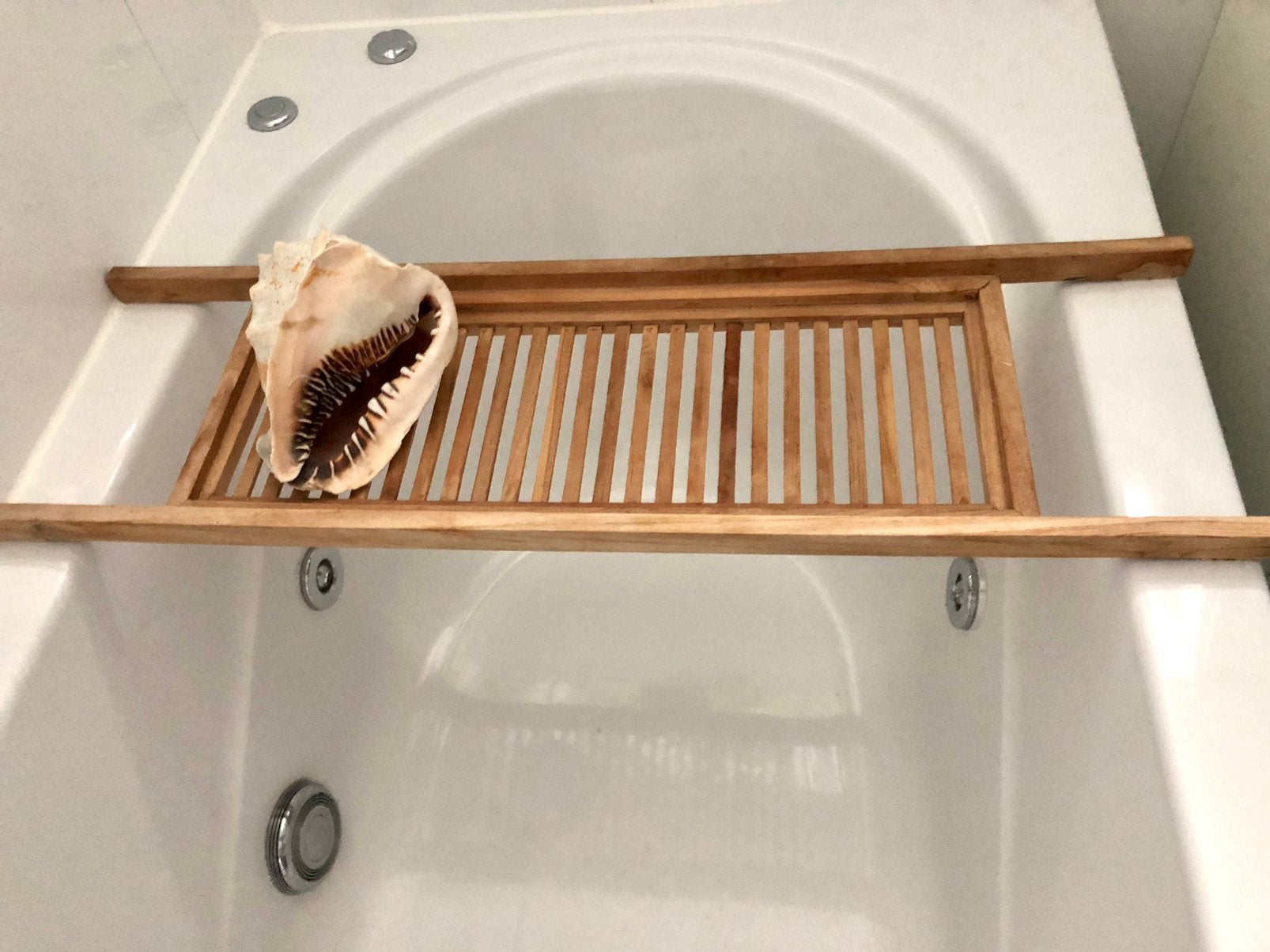 Houten badplank / badrekje 79 cm breed, Ophalen of Verzenden, Gebruikt, Bruin, Overige typen