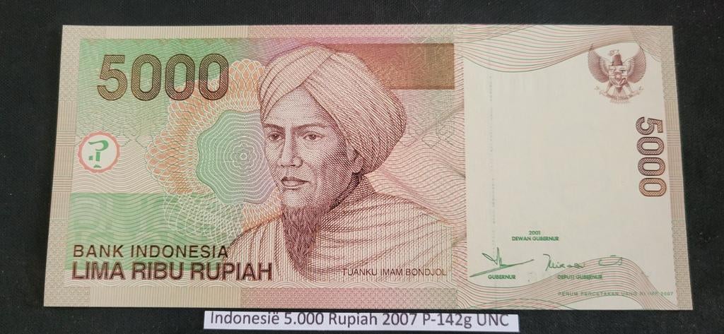 Indonesië 5000 Rupiah 2007 P-142g UNC bankbiljet, Postzegels en Munten, Bankbiljetten | Azië, Ophalen of Verzenden