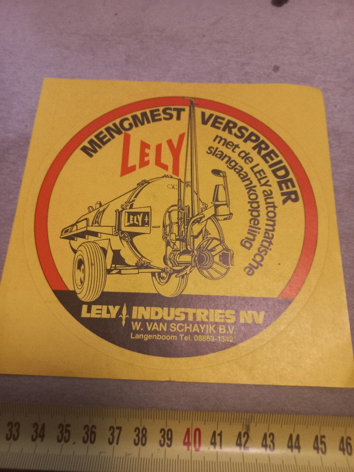 Vintage Lely Mengmest Verspreider Sticker - Zeldzaam!, Ophalen of Verzenden