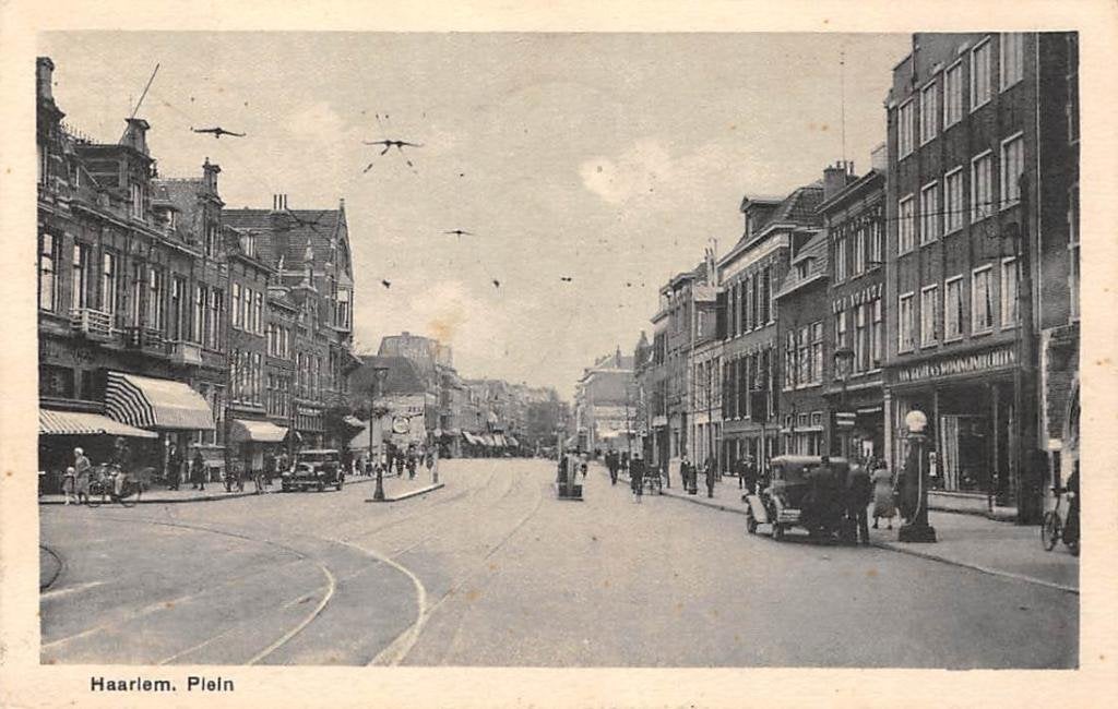 Haarlem Plein Auto bij SHELL benzinepomp 1937, Verzamelen, Verzenden, 1920 tot 1940, Gelopen, Noord-Holland