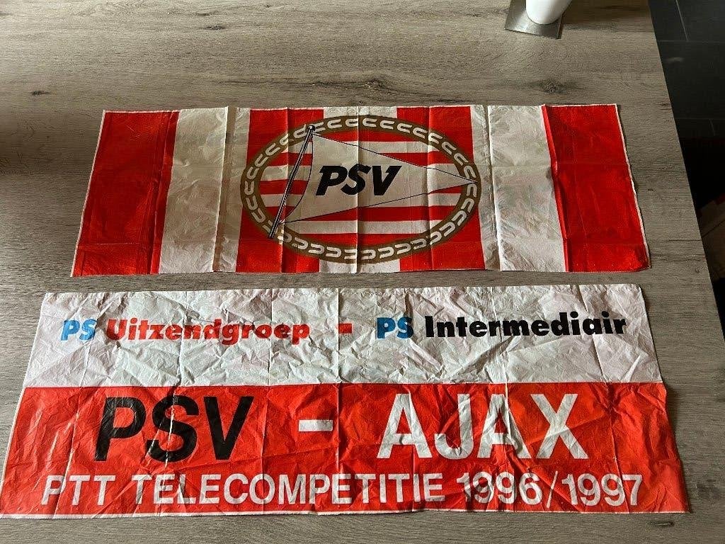 PSV banner PSV - Ajax 1996 -1997, Ophalen of Verzenden, Gebruikt, PSV, Vaantje of Sjaal