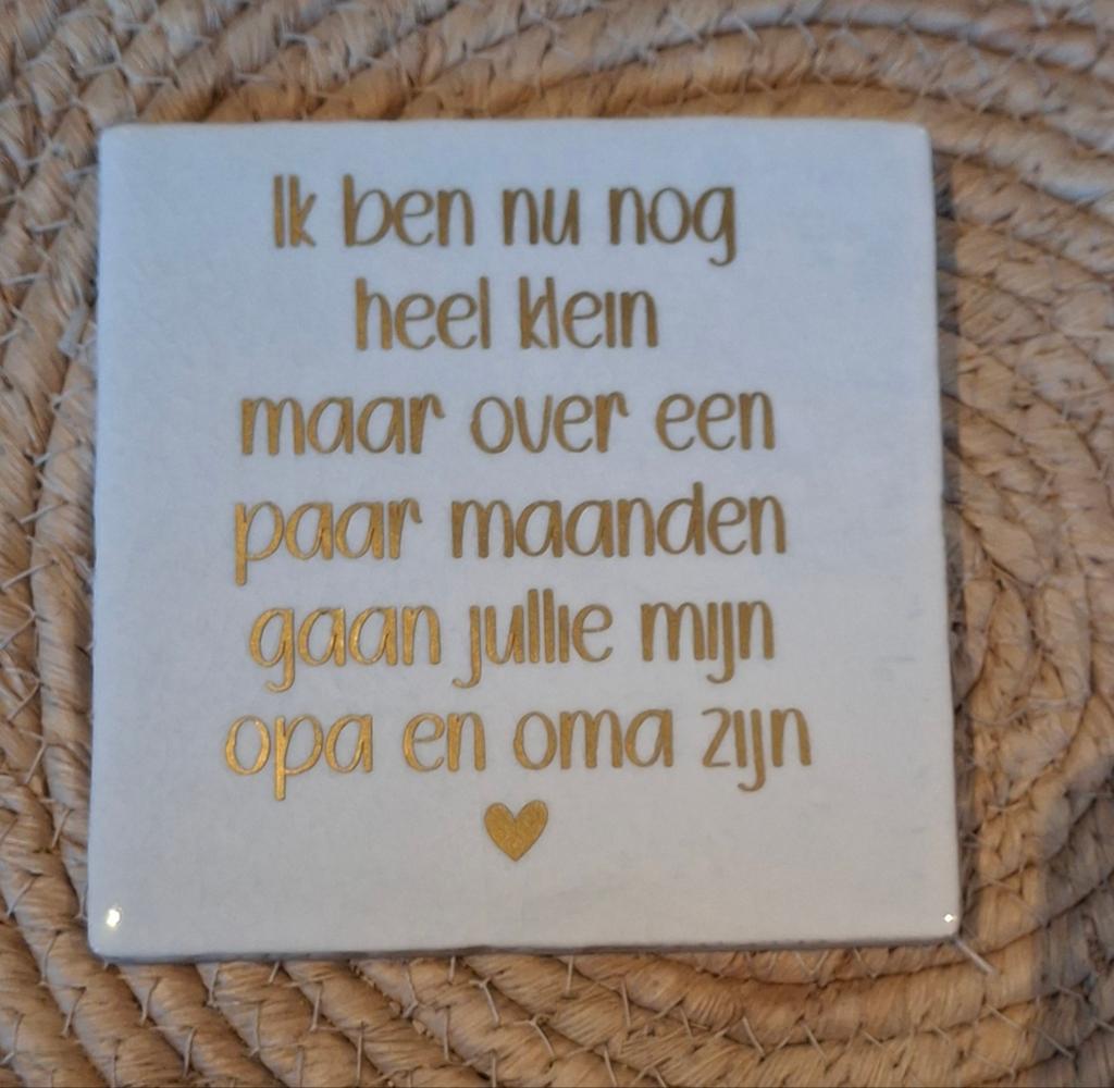 Tegeltje 10x10cm - Aankondiging Opa en Oma, Ophalen of Verzenden, Nieuw