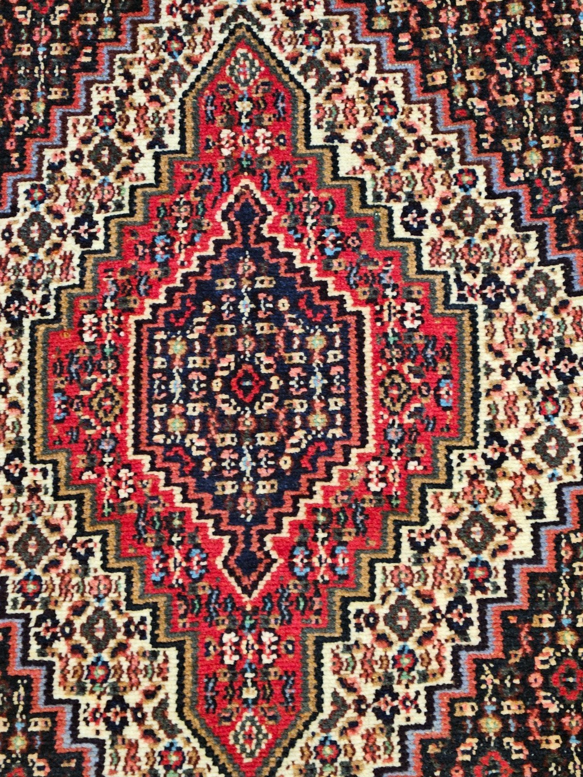 Vintage handgeknoopt perzisch tapijt senneh 98x70, Info@SlatsAntiek.nl, Tweedehands, 50 tot 100 cm, Perzisch