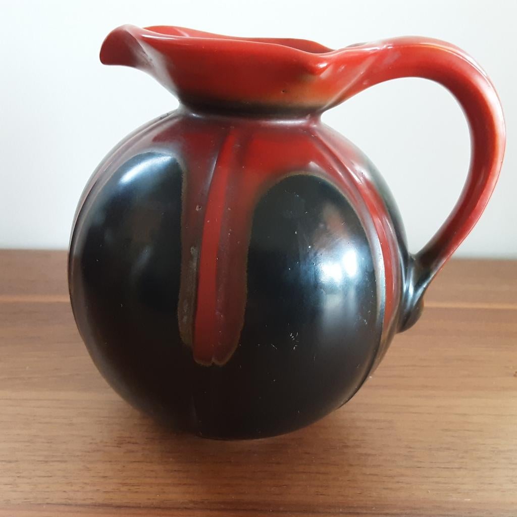 Vintage Mosa vaas/kan - rood/zwart geglazuurd, Ophalen of Verzenden