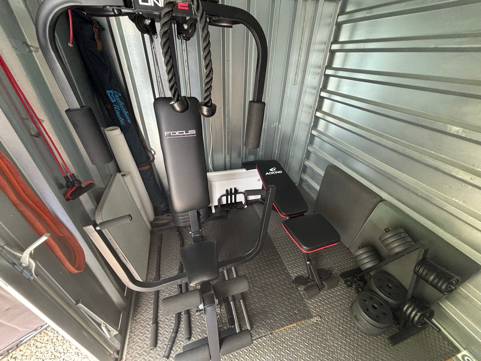 Complete Homegym Set: Krachtstation, Halters en Fitnessbank, Ophalen, Gebruikt, Armen, Overige typen