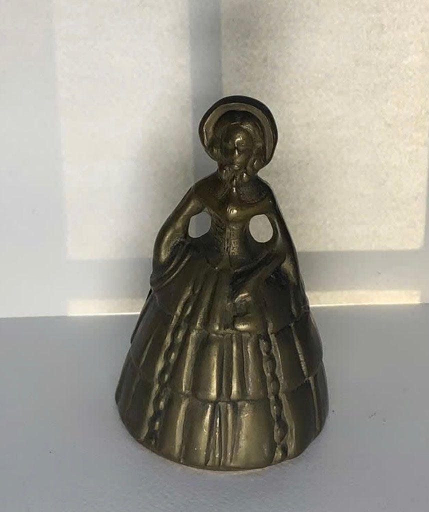 Vintage messing bel, 11,5 cm, vrouw, dame, Antiek en Kunst, Antiek | Koper en Brons, Ophalen of Verzenden, Koper