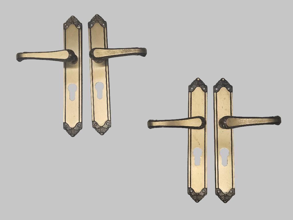 Vintage Bronskleurig Deurbeslag 2 sets (cilinderslot), Ophalen of Verzenden