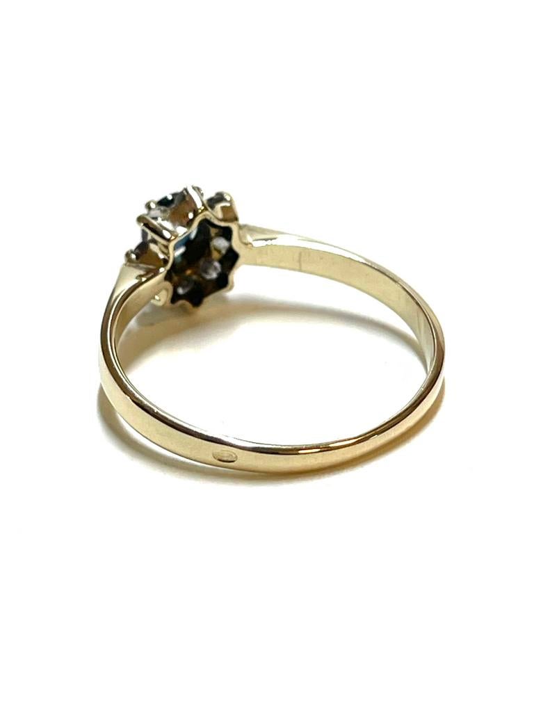 14k gouden ring met saffier en zirkonia, Sieraden, Tassen en Uiterlijk, Ringen, -, -, Ophalen of Verzenden, Dame