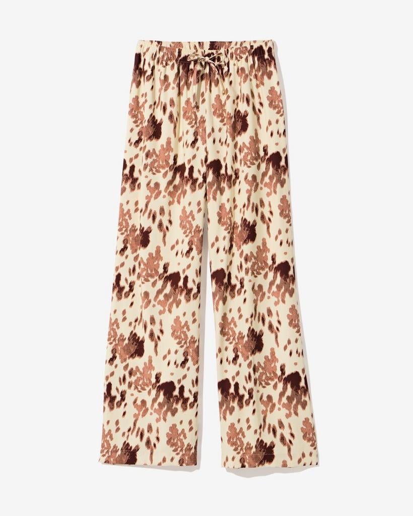 HEMA broek Dora. Print: koe. Maat XL., Kleding | Dames, Beige, Maat 46/48 (XL) of groter, Ophalen of Verzenden, Zo goed als nieuw
