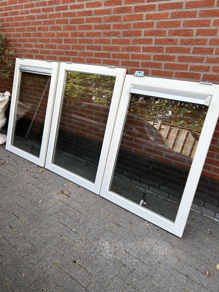 3 Losse uitzetramen  met dubbelglas en Duco roosters, Raamkozijn, Zo goed als nieuw, Inclusief glas, 75 tot 150 cm