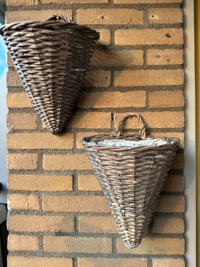 Rotan wandhangers 2 stuks, Ophalen of Verzenden, Gebruikt, Rond, Minder dan 30 cm