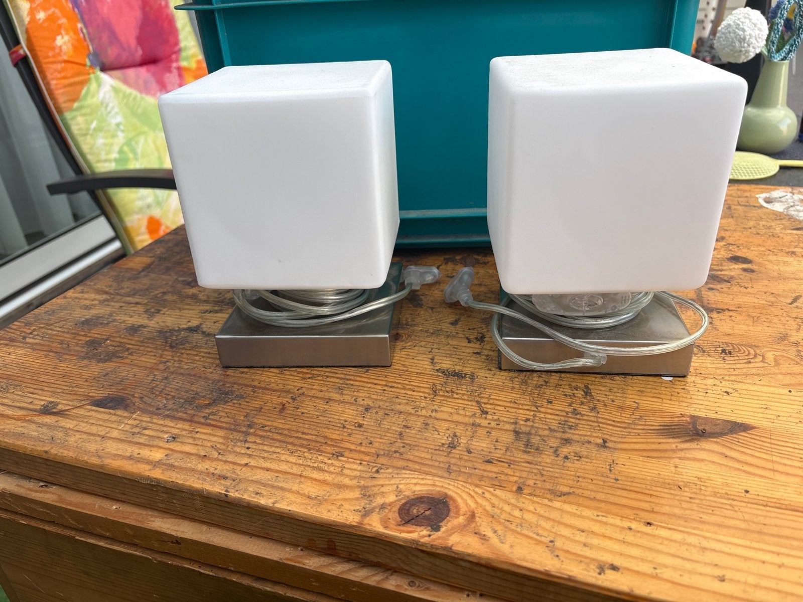 Set van 2 Karwei Hero tafellampen, E14 fitting, Huis en Inrichting, Ophalen, Met schakelaar, Gebruikt, E14 (klein)
