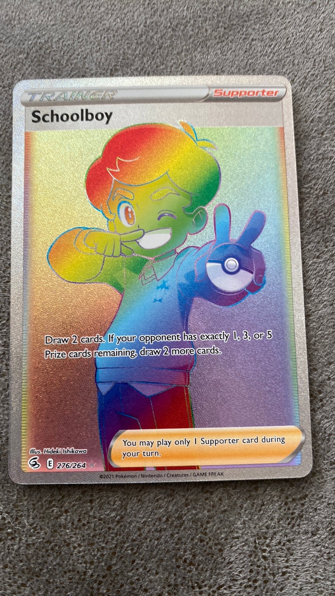 Pokemon Schoolboy (Rainbow Rare) - Zo goed als nieuw, Ophalen of Verzenden, Nieuw, Losse kaart, Foil