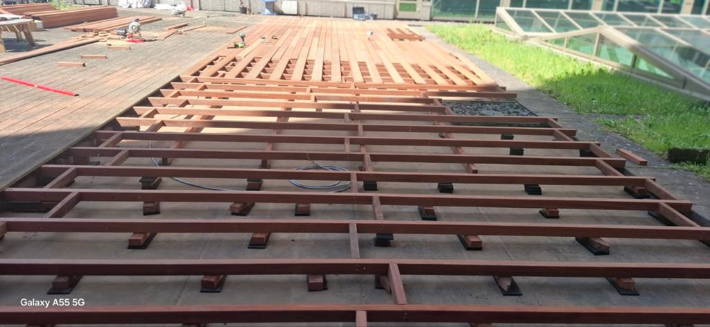 Terrasoverkapping met glazen schuifwanden, Tuin en Terras, Terrasdelen en Vlonders, Ophalen of Verzenden, Zo goed als nieuw, Hout