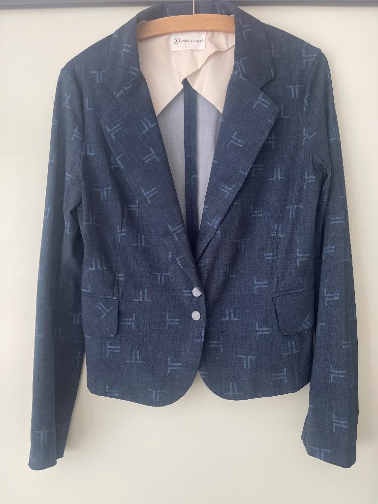 Dunne blazer met print van Jane Lushka, Maat 38/40 (M), Blauw, Ophalen of Verzenden, Zo goed als nieuw