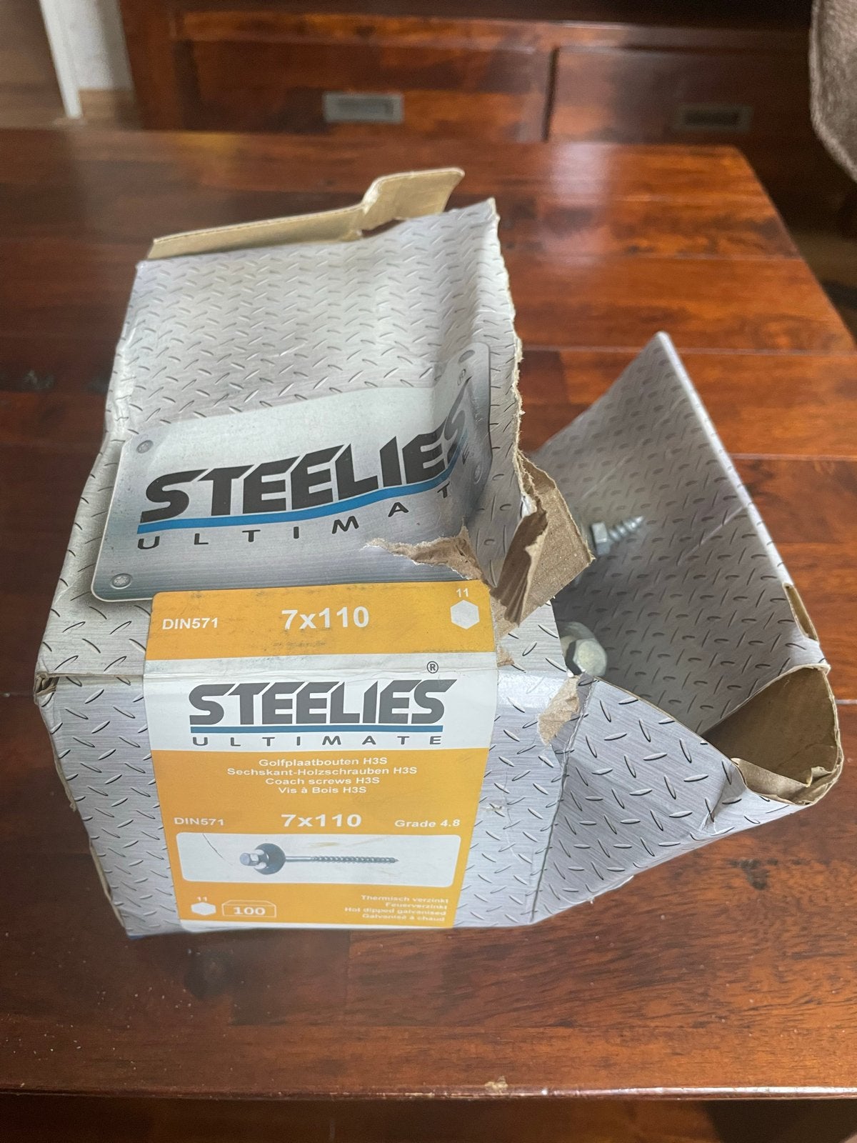 Steellies Ultimate Golfplaatbouten H3S 7x110 mm - Doos 100 s, Ophalen, Zo goed als nieuw, 100 tot 250 mm, Bouten of Moeren